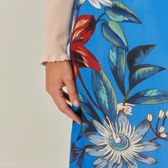 Blue Surreal Flowers Lenzing™ Ecovero™ Midi Skirt - Picture 3 of 8